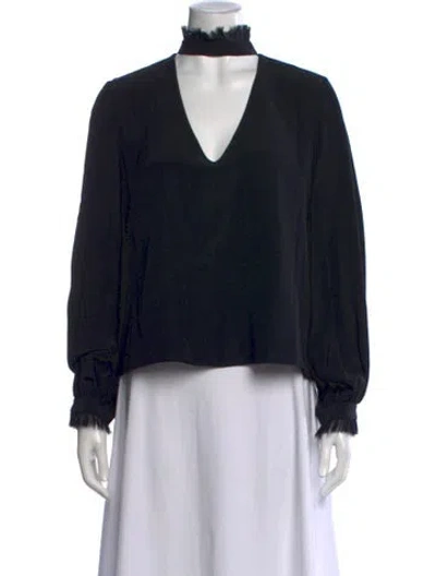 Pre-owned Alexis Silk V-neck Top In Black