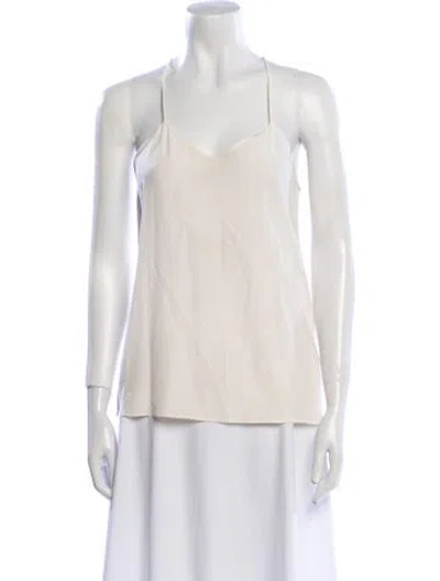 Pre-owned Alexis Silk V-neck Top In Neutral