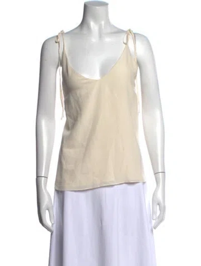 Pre-owned Alexis Silk V-neck Top In Neutral