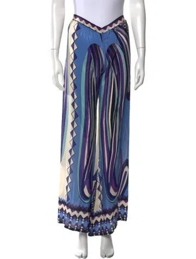 Pre-owned Alexis Silk Wide Leg Pants In Blue