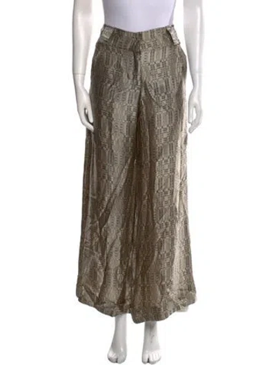 Pre-owned Alexis Silk Wide Leg Pants In Brown