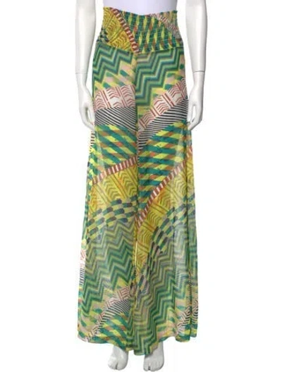 Pre-owned Alexis Silk Wide Leg Pants In Green