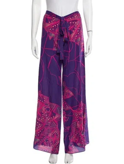 Pre-owned Alexis Silk Wide Leg Pants In Purple