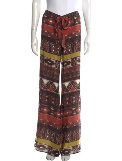 Pre-owned Alexis Silk Wide Leg Pants In Red