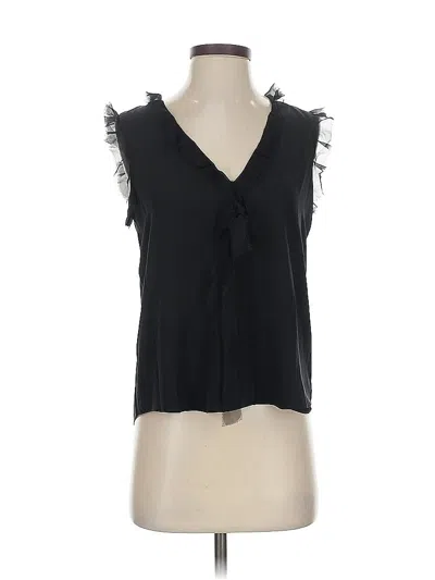 Pre-owned Alexis Sleeveless Silk Top Black Plunge Neckline Tops