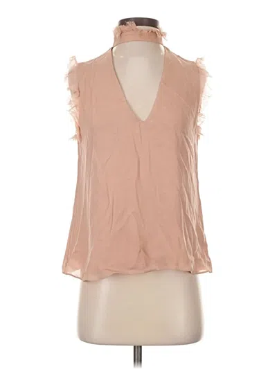 Pre-owned Alexis Sleeveless Silk Top Tan Plunge Neckline Tops