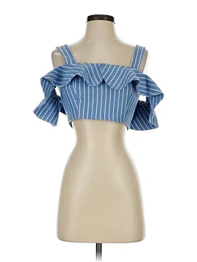 Pre-owned Alexis Sleeveless Top Blue Strapless Neckline Tops