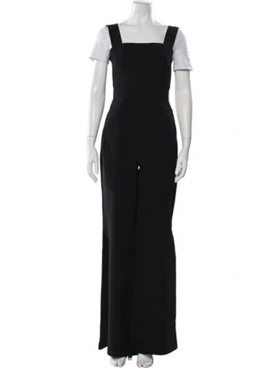Pre-owned Alexis Square Neckline Jumpsuit In Black