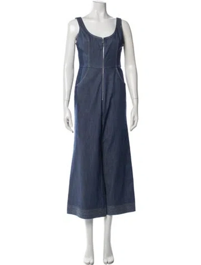 Pre-owned Alexis Square Neckline Jumpsuit In Blue