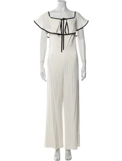 Pre-owned Alexis Square Neckline Jumpsuit In Neutrals