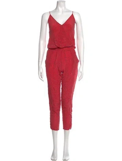 Pre-owned Alexis Square Neckline Jumpsuit In Red