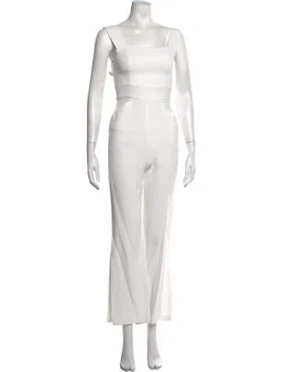 Pre-owned Alexis Square Neckline Jumpsuit In White