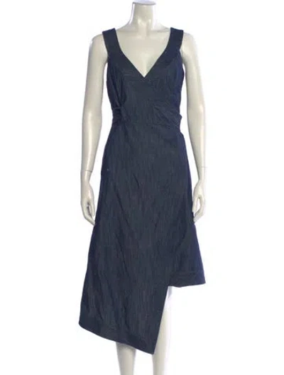 Pre-owned Alexis Square Neckline Knee-length Dress In Blue