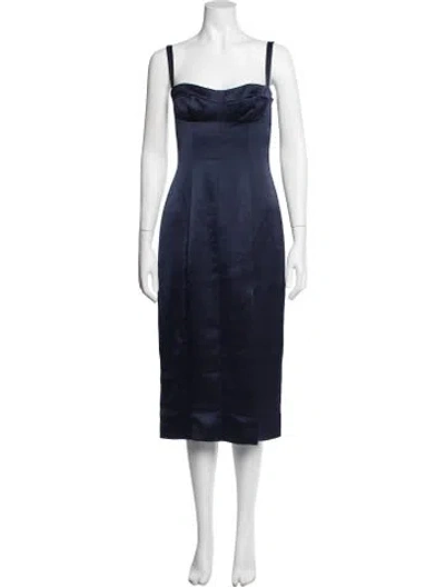 Pre-owned Alexis Square Neckline Knee-length Dress In Blue