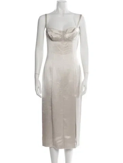Pre-owned Alexis Square Neckline Knee-length Dress In Neutrals