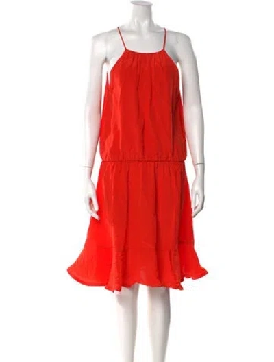 Pre-owned Alexis Square Neckline Knee-length Dress In Orange