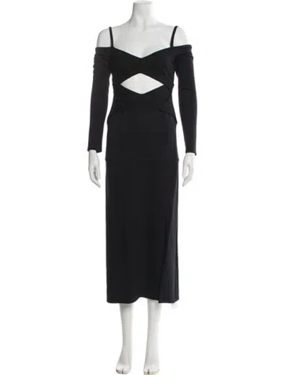 Pre-owned Alexis Square Neckline Long Dress In Black