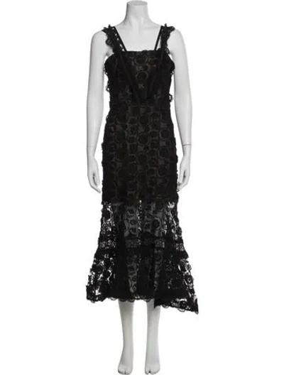 Pre-owned Alexis Square Neckline Long Dress In Black