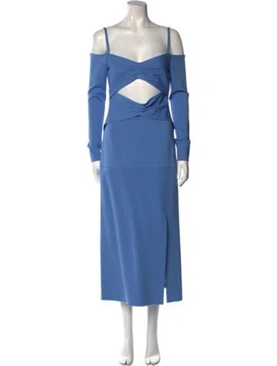 Pre-owned Alexis Square Neckline Long Dress In Blue