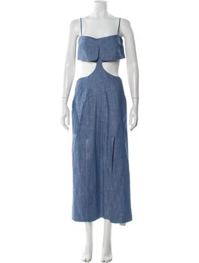Pre-owned Alexis Square Neckline Long Dress In Blue