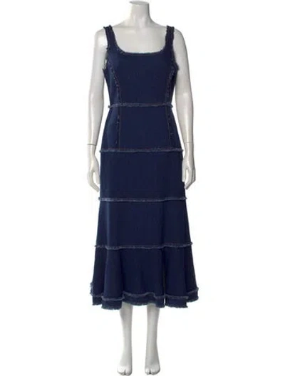 Pre-owned Alexis Square Neckline Long Dress In Blue