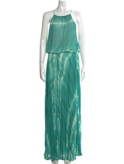 Pre-owned Alexis Square Neckline Long Dress In Green