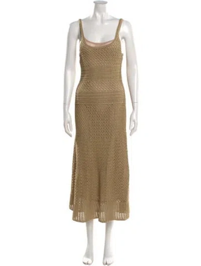 Pre-owned Alexis Square Neckline Long Dress In Neutral
