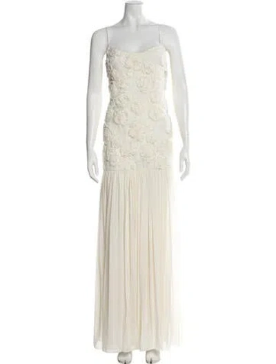Pre-owned Alexis Square Neckline Long Dress In Neutral