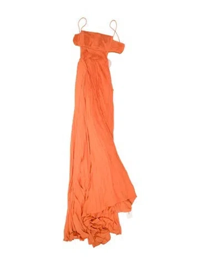 Pre-owned Alexis Square Neckline Long Dress In Orange