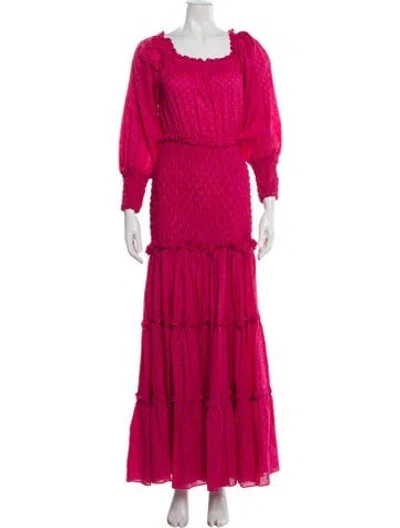 Pre-owned Alexis Square Neckline Long Dress In Pink