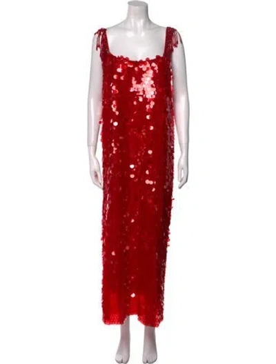 Pre-owned Alexis Square Neckline Long Dress In Red