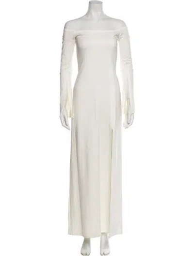 Pre-owned Alexis Square Neckline Long Dress In White
