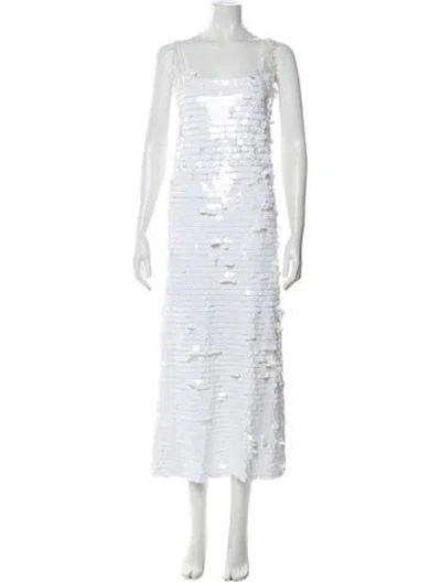 Pre-owned Alexis Square Neckline Long Dress In White