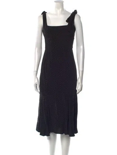 Pre-owned Alexis Square Neckline Midi Length Dress In Black