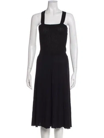Pre-owned Alexis Square Neckline Midi Length Dress In Black