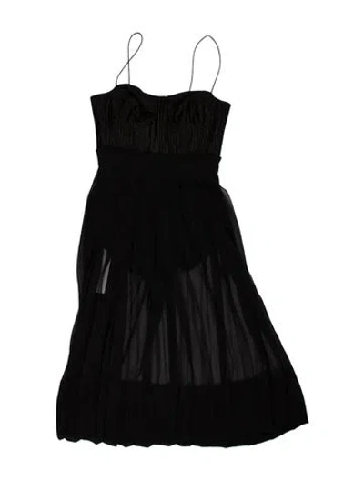 Pre-owned Alexis Square Neckline Midi Length Dress In Black