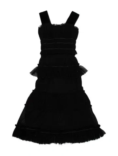 Pre-owned Alexis Square Neckline Midi Length Dress In Black