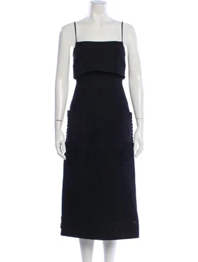 Pre-owned Alexis Square Neckline Midi Length Dress In Blue