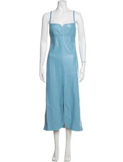 Pre-owned Alexis Square Neckline Midi Length Dress In Blue