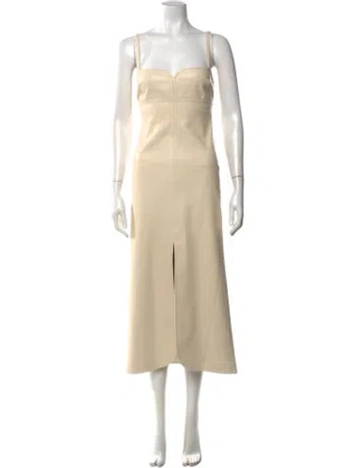 Pre-owned Alexis Square Neckline Midi Length Dress In Neutral