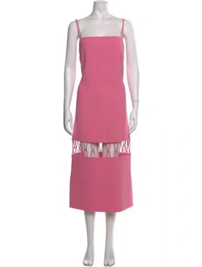 Pre-owned Alexis Square Neckline Midi Length Dress In Pink