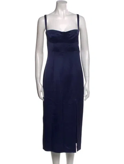 Pre-owned Alexis Square Neckline Midi Length Dress W/ Tags In Blue