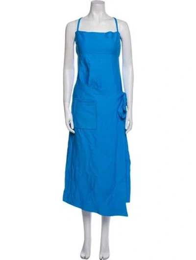 Pre-owned Alexis Square Neckline Midi Length Dress W/ Tags In Blue