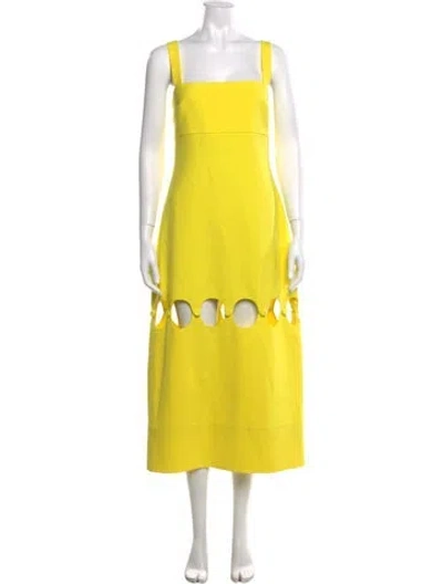 Pre-owned Alexis Square Neckline Midi Length Dress W/ Tags In Yellow
