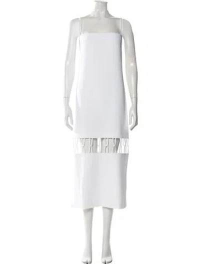 Pre-owned Alexis Square Neckline Midi Length Dress In White
