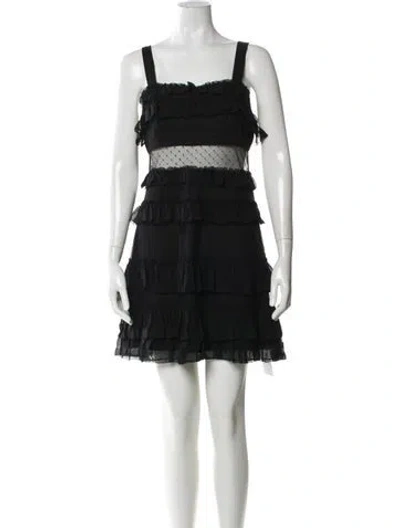 Pre-owned Alexis Square Neckline Mini Dress In Black