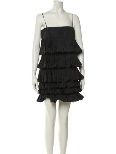Pre-owned Alexis Square Neckline Mini Dress In Black