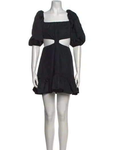 Pre-owned Alexis Square Neckline Mini Dress In Black