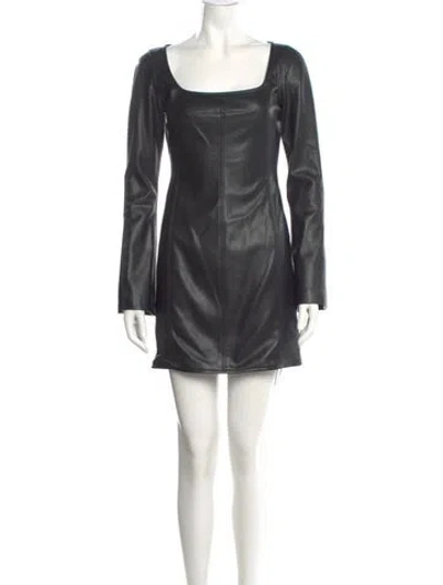 Pre-owned Alexis Square Neckline Mini Dress In Black