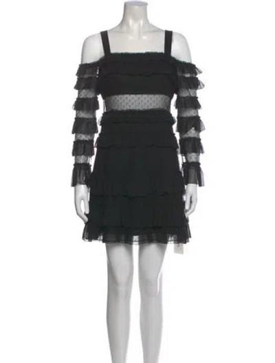 Pre-owned Alexis Square Neckline Mini Dress In Black